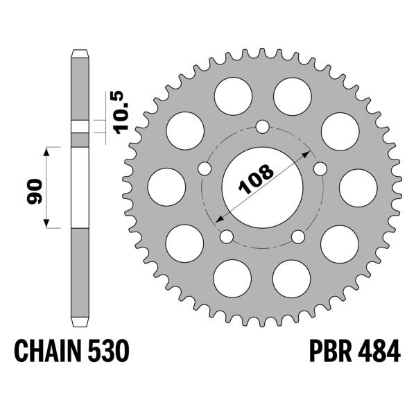 Corona PBR Z46 denti passo 530 in Acciaio Cagiva Ala Verde 250 1986-1986