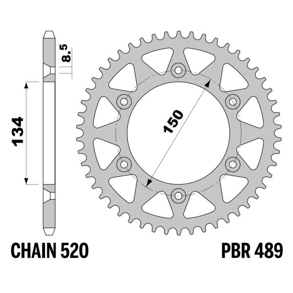 Corona PBR Z48 denti passo 520 in Ergal Kawasaki KX125 1992-1993