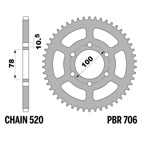 Corona PBR Z39 denti passo 520 in Acciaio Cagiva Ala Rossa 350 1985-1986