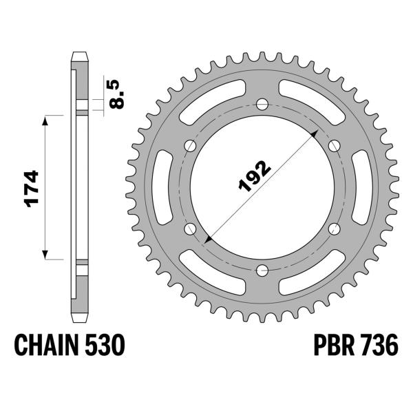 PBR Ergal rear sprocket Z46 teeth 530 size Moto Morini Canguro 350 1983-1985