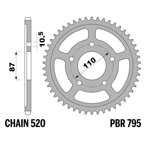Corona PBR Z46 denti passo 520 in Acciaio Suzuki DL250 V-Strom 2020
