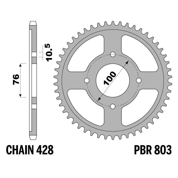 PBR Iron rear sprocket Z47 teeth 428 size Suzuki VL125 Intruder 2000-2005