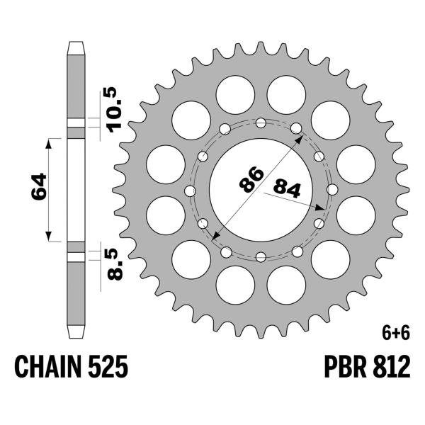Corona PBR Z41 denti passo 525 in Acciaio Suzuki GT250 1973-1975