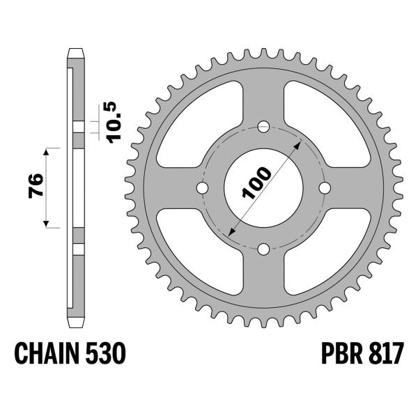 Corona PBR Z40 denti passo 530 in Acciaio Suzuki GSX600F Katana 1985-1988
