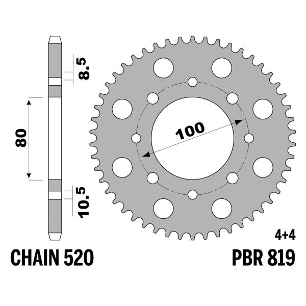 Corona PBR Z41 denti passo 520 in Acciaio Suzuki GS250TT 1979-1980