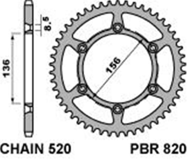 Ergal rear sprocket PBR, size 520 teeth 45 for Husqvarna SM610 2005>2009