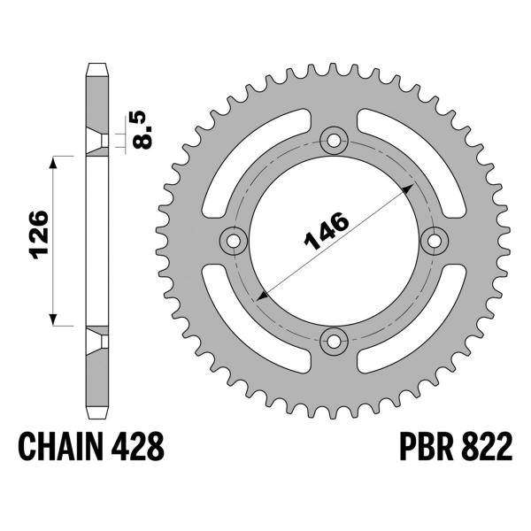 PBR Steel rear sprocket Z50 teeth 428 size Suzuki TS125X 1984-1989