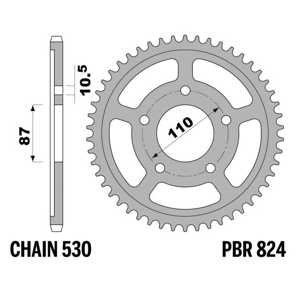 Corona PBR Z47 denti passo 530 in Acciaio Suzuki GSX600F (GN72B) 1989-1991