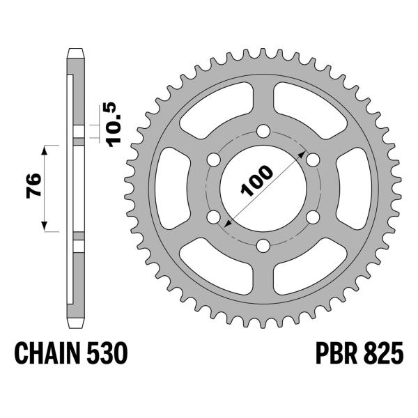 Corona PBR Z47 denti passo 530 in Acciaio Suzuki GSF1200 Bandit 1995-2005