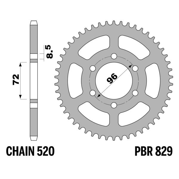 PBR Steel rear sprocket Z42 teeth 520 size Suzuki SP370 1977-1982