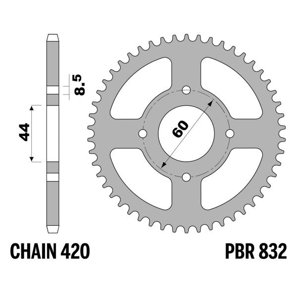 Corona PBR Z41 denti passo 420 in Ferro Yamaha DT50R 1991-1996