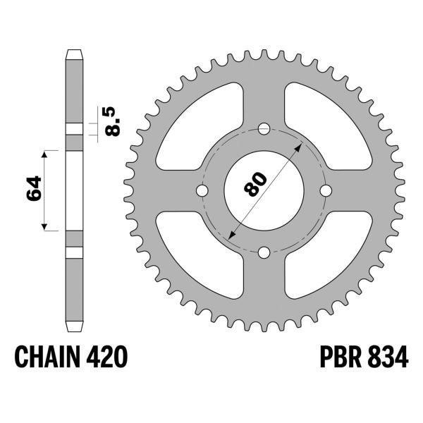 Corona PBR Z32 denti passo 420 in Ferro Yamaha LB50A 1995-1996