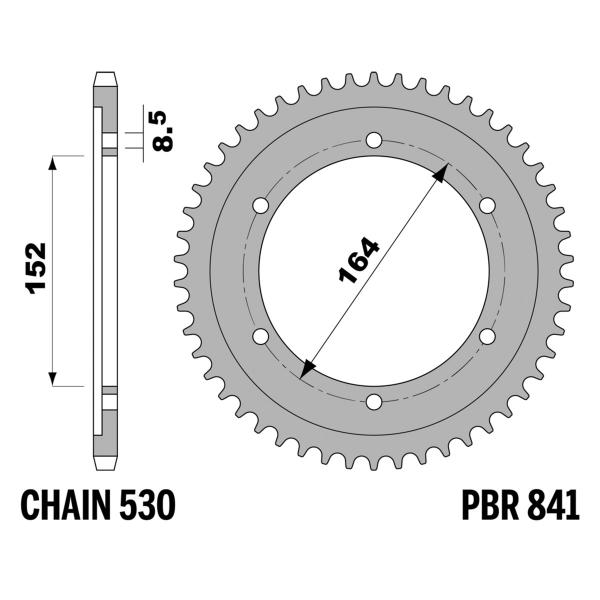 Corona PBR Z42 denti passo 530 in Acciaio Yamaha XT500 1976-1980