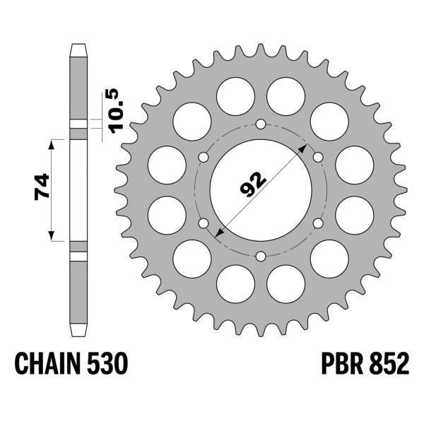 Corona PBR Z44 denti passo 530 in Acciaio Yamaha XJ400 1982-1982