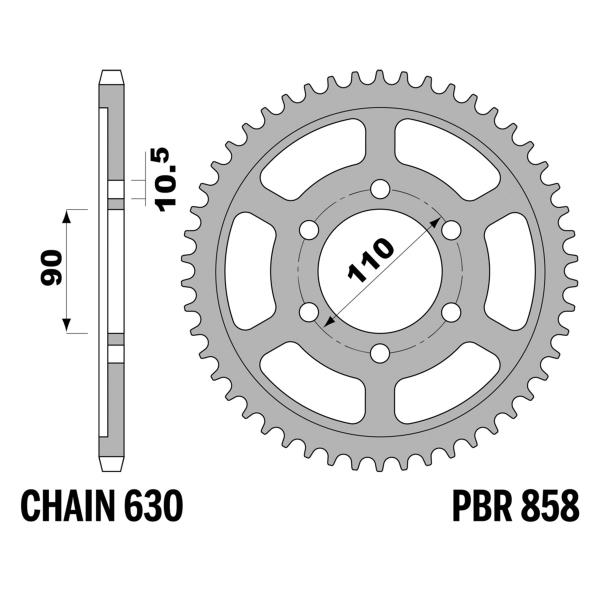 Corona PBR Z35 denti passo 630 in Acciaio Yamaha XV1000 1981-1982