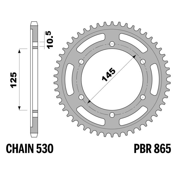 Corona PBR Z43 denti passo 530 in Acciaio Yamaha FZR600R (3HE) 1991-1993