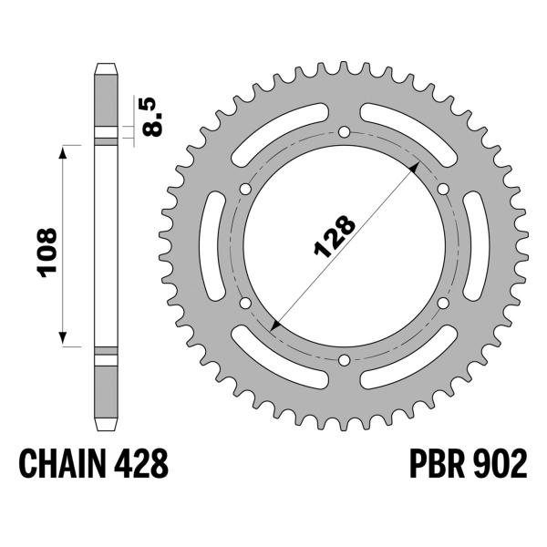Corona PBR Z42 denti passo 428 in Acciaio Suzuki DR100 (Australia) 1989-1990