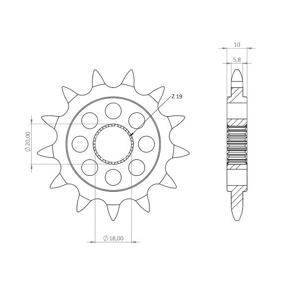 Front sprocket Ognibene Z15 Zontes 125 G1 125 2021-2024