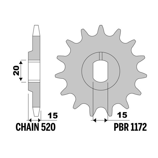 Pignone PBR Z14 denti passo 520 Moto Morini Canguro XE 350 1986-1987