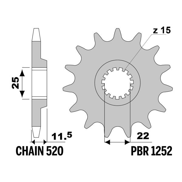 Pignone PBR Z15 denti passo 520 Husqvarna Svartpilen 701 2019-2020