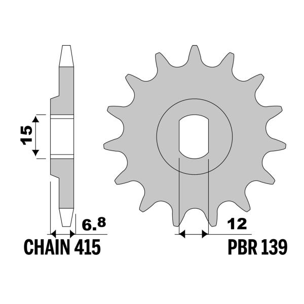 Pignone PBR Z10 denti passo 415 Malaguti Grizzly RC-W 50 1982-1982