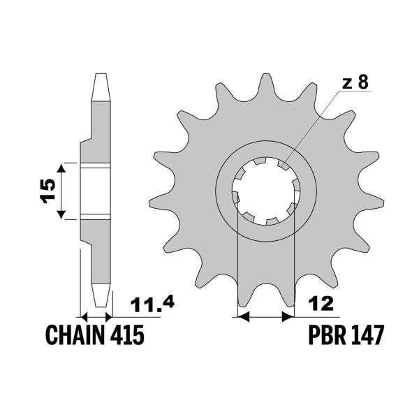 Pignone PBR Z10 denti passo 415 Malaguti Fifty Top 3MV-AE 50 1990-1999