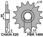 Front sprocket PBR size 520, 10 teeth for BetaMotor SYNT TRIAL 240 1992>1995