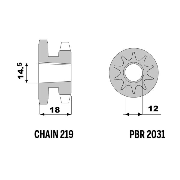 Pignone PBR Z10 denti passo Go-Kart PASSO 7/774 (Japanese) 100