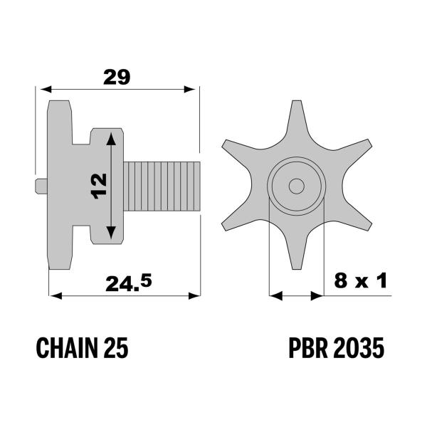PBR front sprocket Z7 teeth 25 size Polini 910/Mini Scooter/MIDI/STEEL 40 1992-2001