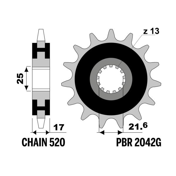 PBR front sprocket Z16 teeth with rubber 520 size Honda Forza 750 2021-2022