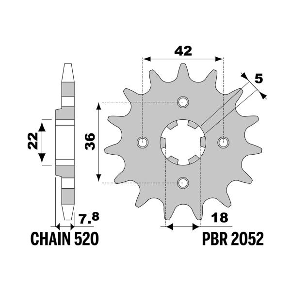 PBR front sprocket Z13 teeth 520 size Suzuki LT250E 1986-1986