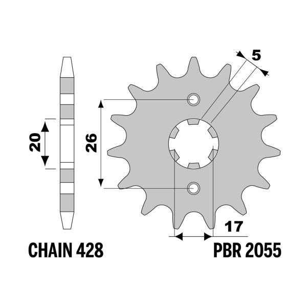 PBR front sprocket Z13 teeth 428 size Honda ATC-M (Three Wheels) 125 1984-1987
