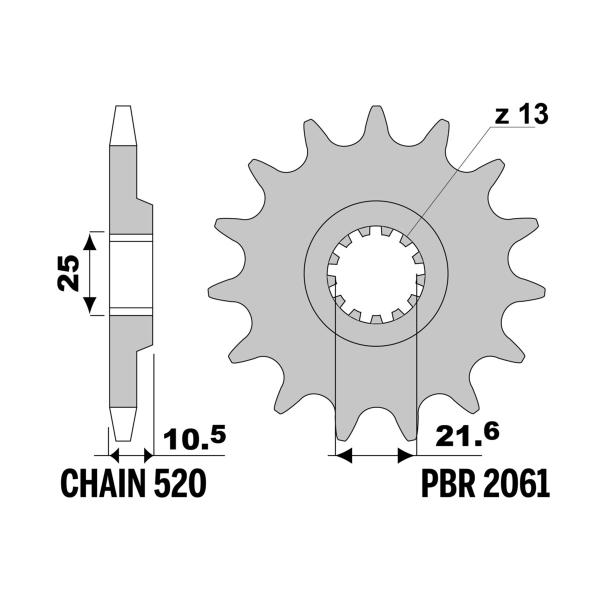 Pignone PBR Z12 denti passo 520 Kawasaki KFX300 2004