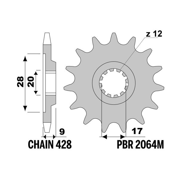 Pignone PBR Z14 denti passo 428 HM SIX Competition 50 2004-2006