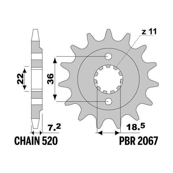 PBR front sprocket Z15 teeth 520 size Honda CRF300L/LA 2023
