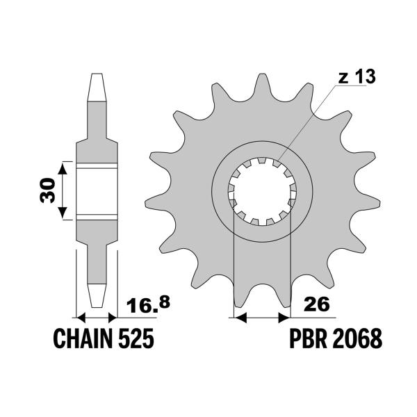 Pignone PBR Z16 denti passo 525 Honda CBR600F 2001-2008