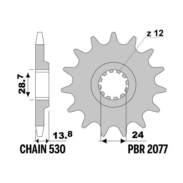 PBR front sprocket Z17 teeth 530 size Kawasaki GPZ1100 ABS 1995-1999