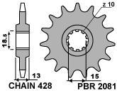 Front sprocket PBR size 525, 14 teeth for Triumph SPEED FOUR 600 2003>2004