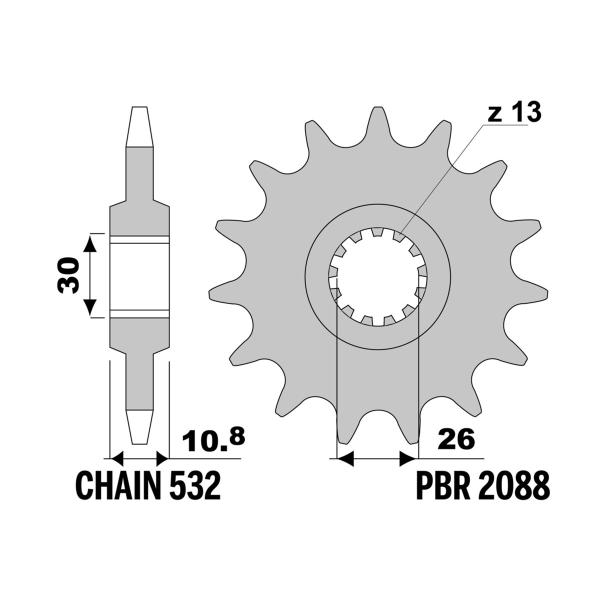 Pignone PBR Z17 denti passo 532 Yamaha XJR1300 (5EA) 1999-2001