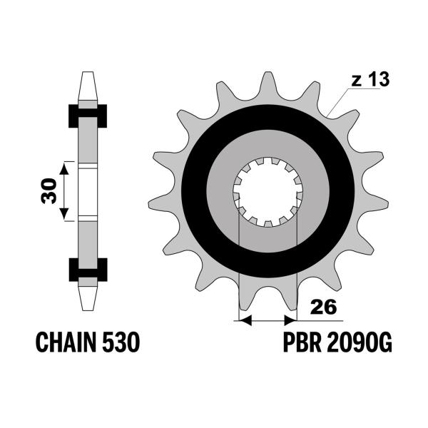 Pignone PBR Z18 denti con gomma passo 530 Triumph Tiger Sport 1050 2014-2021