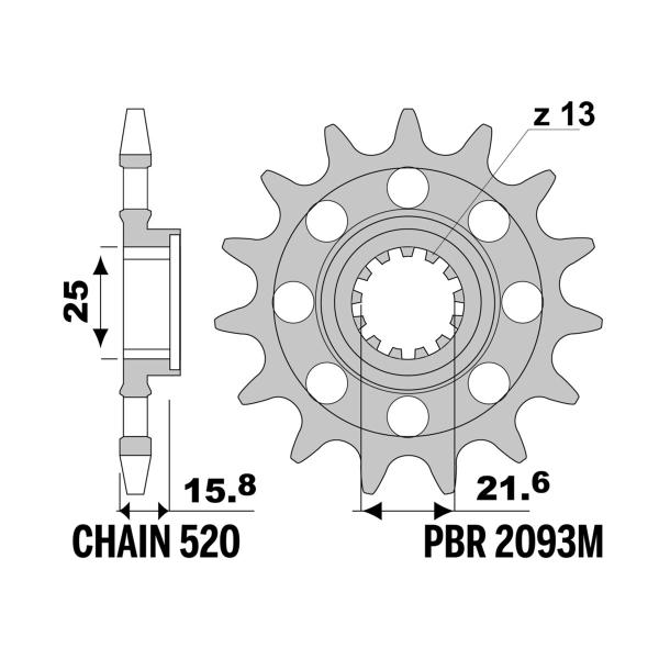 PBR front sprocket Z14 teeth 520 size Kawasaki ZX6R Ninja 2005-2006