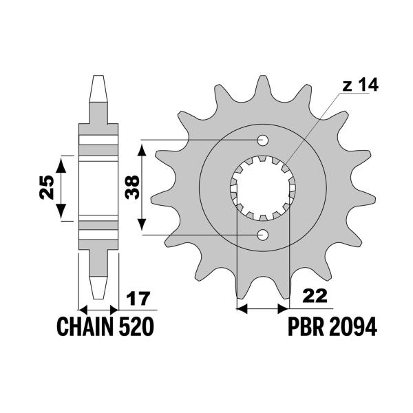 Pignone PBR Z15 denti passo 520 Ducati Monster IE 900 2000-2001