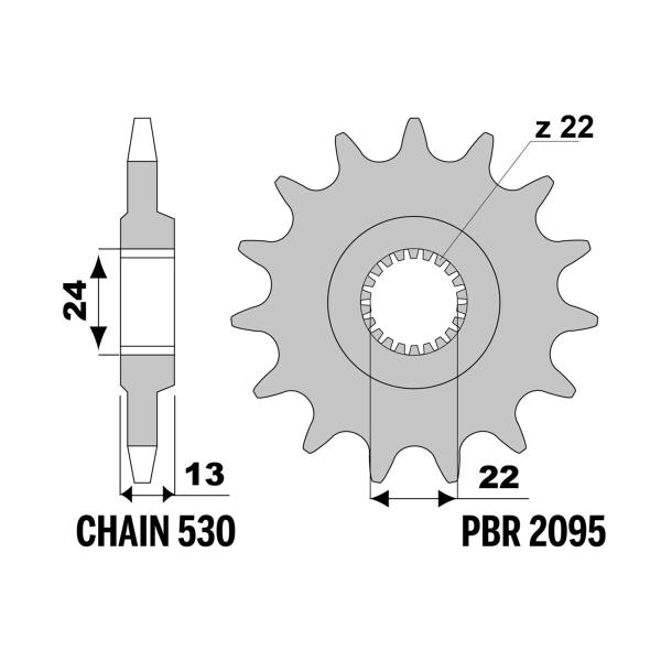 PBR front sprocket Z18 teeth 530 size Bombardier DS650 Baja 2003-2007