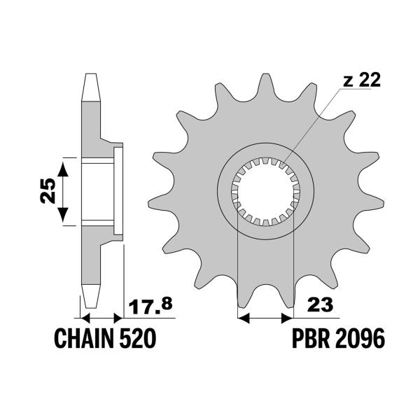 PBR front sprocket Z15 teeth 520 size Laverda 650 Diamante-Formula-Gost-Sport-Strike 1996-2000