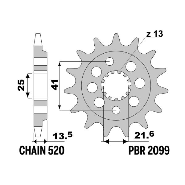 PBR front sprocket Z16 teeth 520 size Honda XR650R 2000-2008