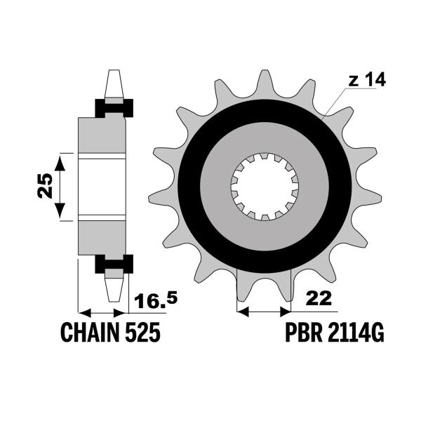 PBR front sprocket Z15 teeth with rubber 525 size Ducati Streetfighter 848 2012-2015