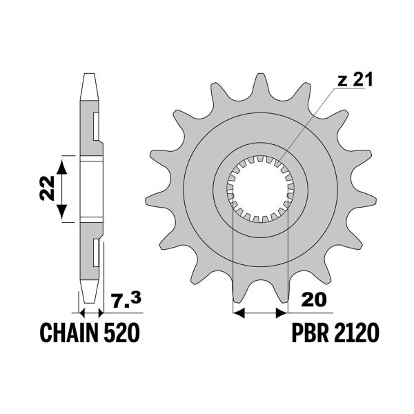 PBR front sprocket Z14 teeth 520 size HM CRE125F 2008-2009