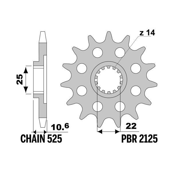 Pignone PBR Z15 denti passo 525 Mv Agusta F4 R/RR 1000 2008-2009