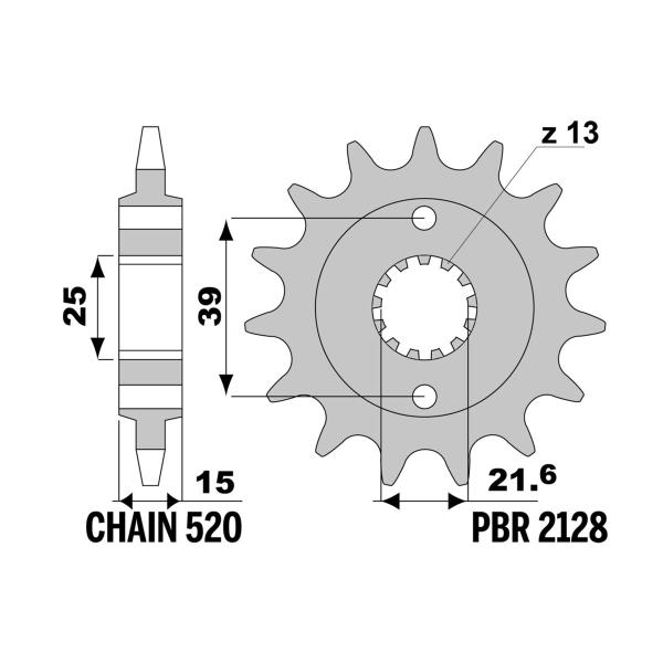 PBR front sprocket Z13 teeth 520 size Kawasaki ZX6R Ninja 1995-1997