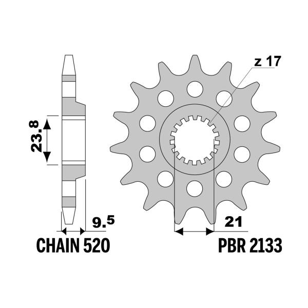 Pignone PBR Z13 denti passo 520 Suzuki RM-Z 450 2005